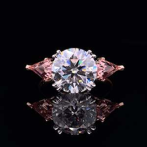 Moissanite Rings: Moissanite with Sapphire Kite Accents