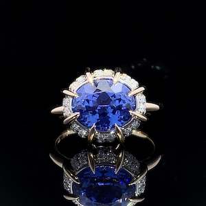 Coloured Gem Rings: 3ct Blue Lab Sapphire East West