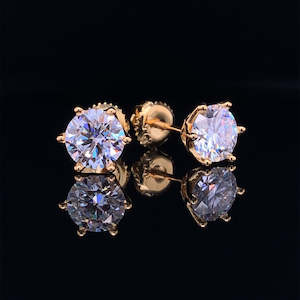 Valentines Sale 1: 18k Gold Plated 1ct Each Ear  Moissanite Tulip Solitaire Earrings