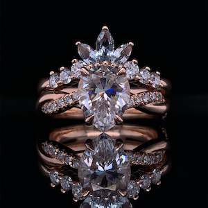 Custom Bespoke Archive: Pear & Aquamarine Wedding Set