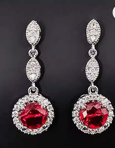 Valentines Sale 1: Ruby Vintage Cluster Drop Earrings