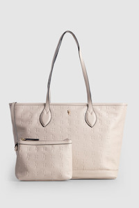 Tote Bags: Embossed Tote Bag With Pouch