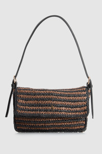 New: Straw Flapover Shoulder Bag