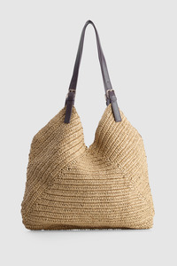 Straw Buckle Tote Bag