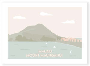 Lagom Design Studio Wall Prints: Mauao (Mount Maunganui) - Wall Print by Lagom Design Studio