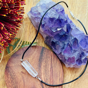 Clear Quartz Crystal Necklace Strength Within