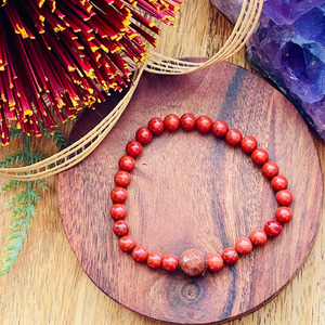 Products: Red Jasper and Goldstone Crystal Stretch Bracelet Strength Within