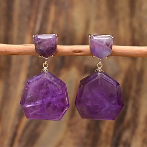 Products: Amethyst Geometric Dangle Earrings Strength Within