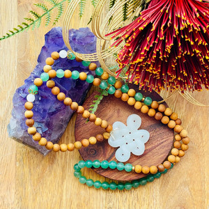 Jade Karmic Knot Strung Mala Strength Within