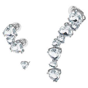 Sale: MILLENIA ASYMMETRICAL EAR CUFF, WHITE, RHODIUM PLATED