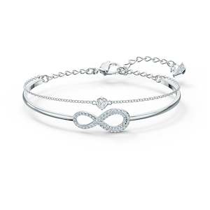 Bangle: INFINITY BANGLE, WHITE, RHODIUM PLATED