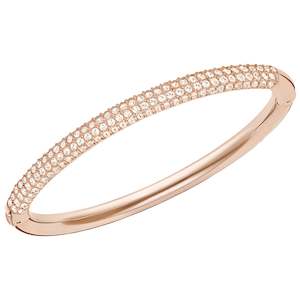 Bangle: STONE MINI BANGLE, WHITE, ROSE GOLD PLATING
