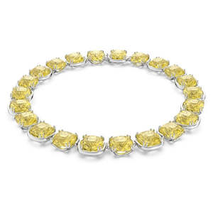 Choker: HARMONIA CHOKER, CUSHION CUT, YELLOW, RHODIUM PLATED