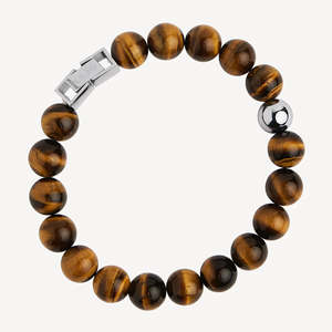 ATLAS MEN'S 10MM BEADED TIGER EYE BRACELET