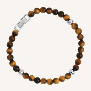 Bracelet: ATLAS MEN'S 6MM BEADED TIGER EYE BRACELET