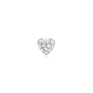 Earring: PAVE HEART BARBELL SINGLE EARRING