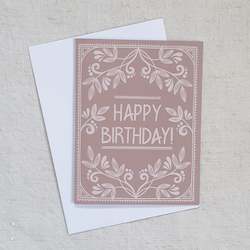 greeting cards: Happy Birthday • PINK Leaf greeting card