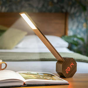 Lighting: Gingko - Octagon One Plus American Walnut - Desk Light / Clock