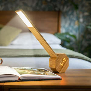 Lighting: Gingko - Octagon One Plus Japanese Bamboo - Desk Light / Clock