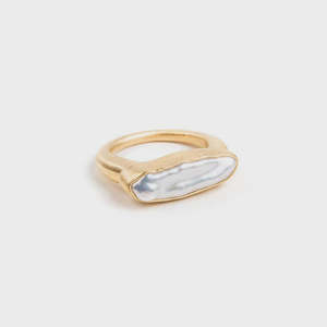 Rings 1: Pearl Bar Ring - Gold - 7