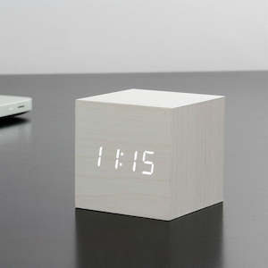Gingko White LED - Cube Click Clock White