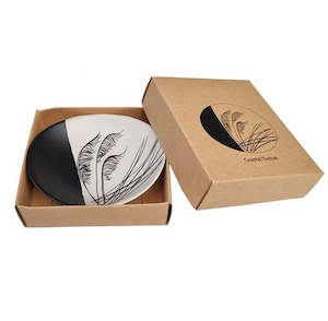 Jo Lupin: Jo Luping Design - Coastal Toetoe Dipped Black on White - 10cm Porcelain Bowl