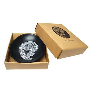 Jo Luping Design - White Ponga Detail On Black - 10cm Porcelain Bowl