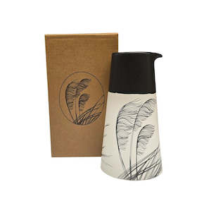 Jo Luping Design - Toetoe Black on White - Porcelain Jug