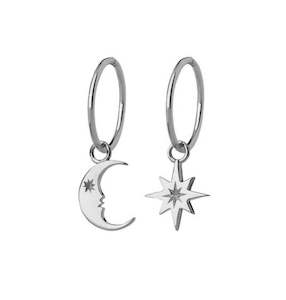 KW Crescent Moon & Star Sleepers silver