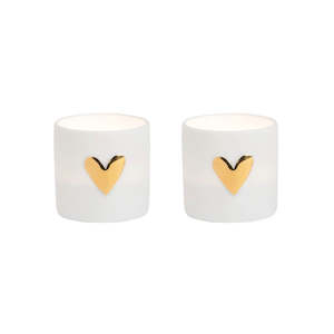 Radar: Räder - Gold Heart Set of 2 - Porcelain Mini Tealights