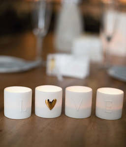 Rader - love set of 4 - Porcelain Mini Tealights