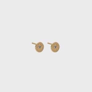 Petite North Star Stud Earrings Blue Sapphire + Gold