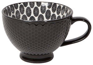 Black Stamped Latte Stoneware Mug