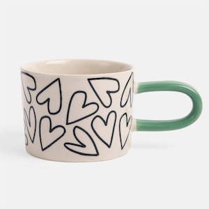 Glasses And Mugs: Outline heart mug