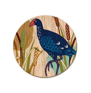 Coasters Place Mats: Wolfkamp & Stone - Screenprint Pūkeko - Coaster