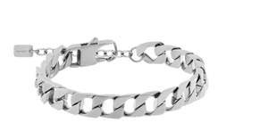 Jewellery Rings Bracelets Earrings Necklace: FORGE: BRACELET, SATINED STEEL, 9MM SQUARED LINKS. 22CM ADJUSTABLE