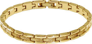SANTORINI: STEEL BRACELET IP GOLD 6MMX21CM ADJUSTABLE