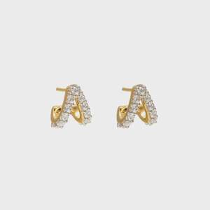Jewellery Rings Bracelets Earrings Necklace: Aria Hoops (CZ/Gold)
