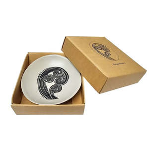 Home Entertainment: Jo Luping Design - Black Ponga Detail On White - 10cm Porcelain Bowl