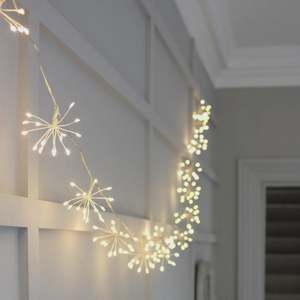 Lighting: Starburst Garland 5m Silver Plug In