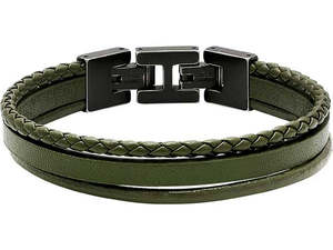 STANFORD: VINTAGE STEEL BRACELET,  KHAKI FLAT, ROUND, AND BRAIDED LEATHER STRAPS&hellip;