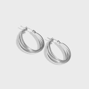 Fv: Steel Me Silver Triple Ring Earrings
