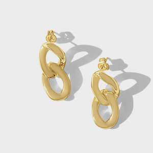 Fv: Steel Me Yellow Gold Double Link Earrings