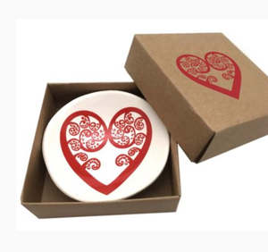 Home Decor: Jo Luping Design - Red Aroha Fern On White - 7cm Porcelain Bowl