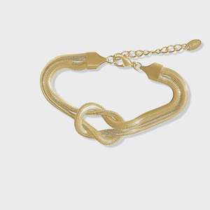 STEEL ME YELLOW GOLD DOUBLE TWIST SNAKE CHAIN BRACELET