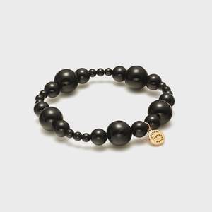 Ombre Bracelet (Black/Gold) - Black Onyx beaded bracelet