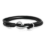 Bracelets 1: Safe Travel Wrap Black Bracelet 19cm - Leather - Charm Carrier