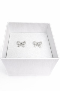 Earrings 1: FV Petite Silver Earrings - Bow