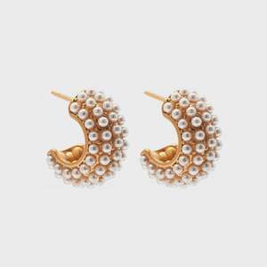 Jewellery Rings Bracelets Earrings Necklace: Hera Hoop Earrings (Pearl / Gold)