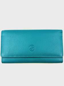 Wallets: Second Nature Leather Tri-Fold Organiser Wallet - Ocean